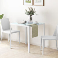 Esstisch quadratisch mit Glasplatte für Esszimmer 4 Personen weiss