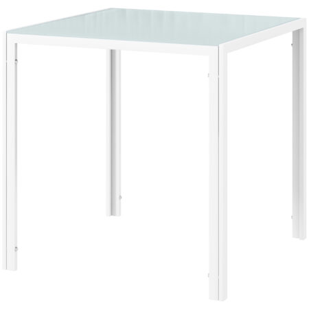Esstisch quadratisch mit Glasplatte für Esszimmer 4 Personen weiss