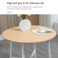 Esstisch rund industrieller Stil stabil 80cm Holz weiss