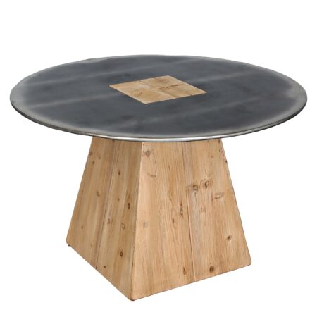 Esstisch Esszimmertisch rund Industrial Massivholz Ø120cm natur Metall-Optik