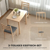Esszimmer Set platzsparend mit Tisch und 2 gepolsterten Stühlen