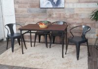 Esszimmer-Set 4 Esszimmerstühle mit Esstisch Ulme Holz Industrial grau