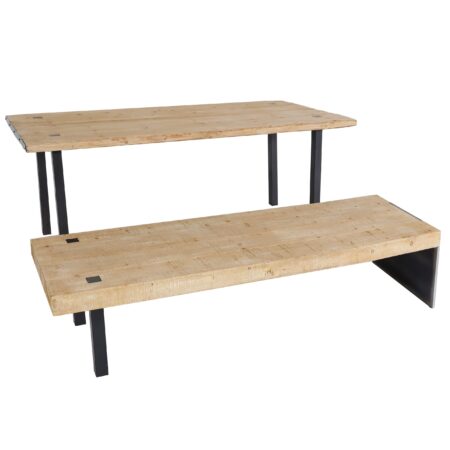 Esszimmer-Set Esstisch Sitzbank Massivholz 200cm natur