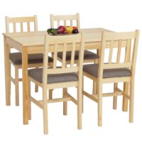 Esszimmer-Set Sitzgruppe Massivholz Kiefer Landhaus 110cm natur Polster grau