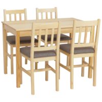 Esszimmer-Set Sitzgruppe Massivholz Kiefer Landhaus 110cm natur Polster grau