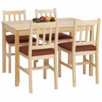 Esszimmer-Set Sitzgruppe Massivholz Kiefer Landhaus 110cm natur Polster terrakotta