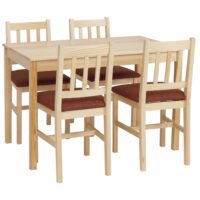 Esszimmer-Set Sitzgruppe Massivholz Kiefer Landhaus 110cm natur Polster terrakotta