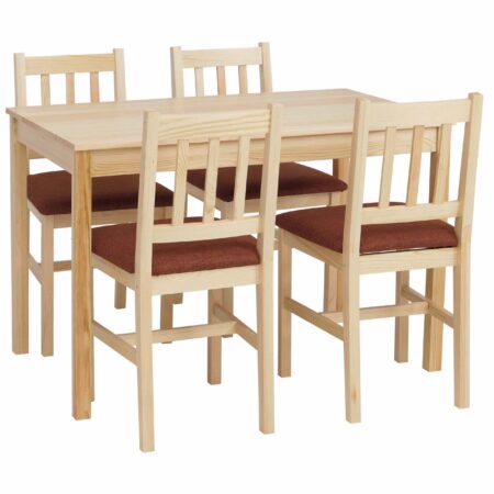 Esszimmer-Set Sitzgruppe Massivholz Kiefer Landhaus 110cm natur Polster terrakotta