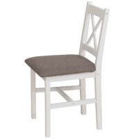 Esszimmer-Set Sitzgruppe Massivholz Kiefer Landhaus 110cm weiss Polster grau