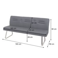 Esszimmer-Set Esszimmergruppe Stoff Edelstahl 180cm dunkelgrau