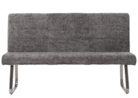 Esszimmer-Set 2er-Set Stuhl und Sitzbank 160cm Edelstahl Chenille dunkelgrau