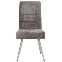Esszimmer-Set 2er-Set Stuhl und Sitzbank 160cm Edelstahl Chenille dunkelgrau