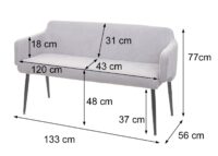 Esszimmer-Set 2er-Set Stuhl und Sitzbank Stoff anthrazit