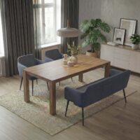 Esszimmer-Set 2er-Set Stuhl und Sitzbank Stoff anthrazit