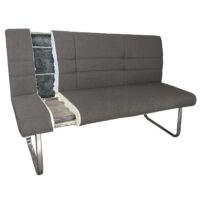 Esszimmerbank Sitzbank Stoff Edelstahl 180cm grau-braun