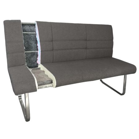 Esszimmerbank Sitzbank Stoff Edelstahl 180cm grau-braun