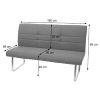 Esszimmerbank Sitzbank Stoff Edelstahl 180cm grau-braun