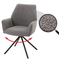 Esszimmerstuhl Küchenstuhl Armlehne drehbar Auto-Position Bouclé Öko-Tex hellgrau