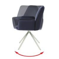 Esszimmerstuhl Küchenstuhl Armlehne drehbar Auto-Position Samt anthrazit-blau Edelstahl