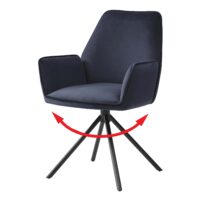 Esszimmerstuhl Küchenstuhl Armlehne drehbar Auto-Position Samt anthrazit-blau schwarz