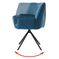 Esszimmerstuhl Küchenstuhl Armlehne drehbar Auto-Position Samt türkis-blau schwarz