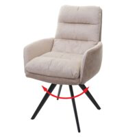 Esszimmerstuhl Küchenstuhl drehbar Auto-Position Stoff creme Armlehne