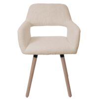 Esszimmerstuhl Küchenstuhl Polsterstuhl Holz Bouclé beige