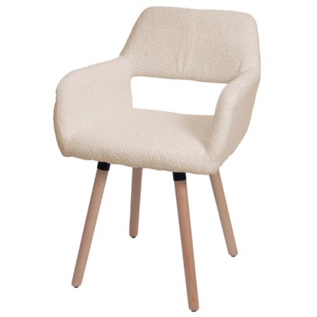 Esszimmerstuhl Küchenstuhl Polsterstuhl Holz Bouclé beige