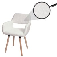 Esszimmerstuhl Küchenstuhl Polsterstuhl Holz Bouclé creme