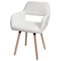 Esszimmerstuhl Küchenstuhl Polsterstuhl Holz Bouclé creme