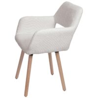 Esszimmerstuhl Küchenstuhl Polsterstuhl Holz Bouclé creme