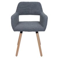 Esszimmerstuhl Küchenstuhl Polsterstuhl Holz Bouclé dunkelgrau