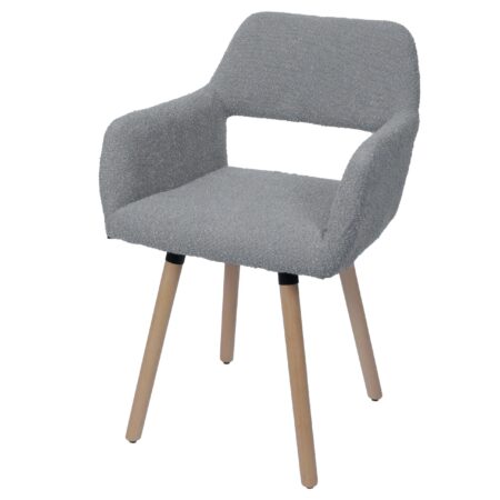 Esszimmerstuhl Küchenstuhl Polsterstuhl Holz Bouclé grau