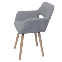 Esszimmerstuhl Küchenstuhl Polsterstuhl Holz Bouclé grau
