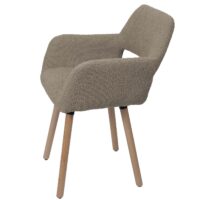 Esszimmerstuhl Küchenstuhl Polsterstuhl Holz Bouclé taupe
