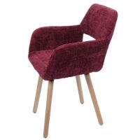 Esszimmerstuhl Küchenstuhl Polsterstuhl Holz Chenille bordeaux
