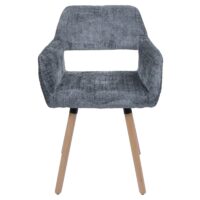 Esszimmerstuhl Küchenstuhl Polsterstuhl Holz Chenille dunkelgrau