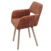 Esszimmerstuhl Küchenstuhl Polsterstuhl Holz Chenille terrakotta