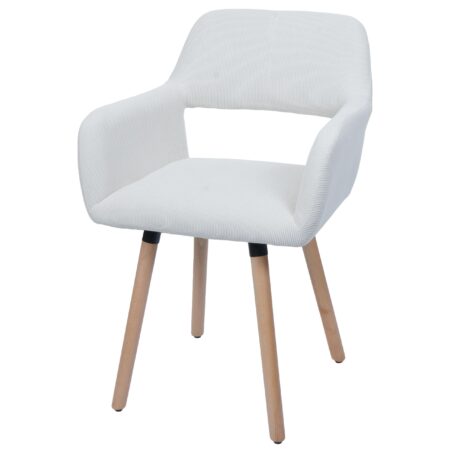Esszimmerstuhl Küchenstuhl Polsterstuhl Holz Cord creme-weiss