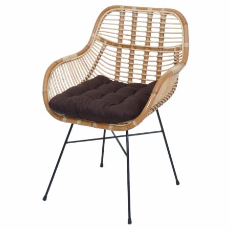 Esszimmerstuhl Küchenstuhl Korbstuhl Rattansessel Kubu Rattan Metall braun