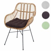 Esszimmerstuhl Küchenstuhl Korbstuhl Rattansessel Kubu Rattan Metall braun