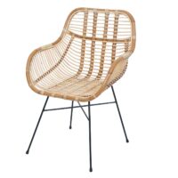 Esszimmerstuhl Küchenstuhl Korbstuhl Rattansessel Kubu Rattan Metall grün