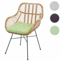 Esszimmerstuhl Küchenstuhl Korbstuhl Rattansessel Kubu Rattan Metall grün