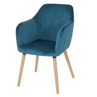 Esszimmerstuhl Küchenstuhl Retro 50er Jahre Samt petrol-blau helle Beine