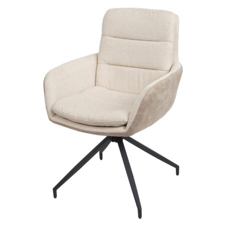 Esszimmerstuhl Küchenstuhl Lehnstuhl drehbar Auto-Position Stoff creme-beige