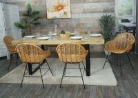 Esszimmerstuhl Küchenstuhl Korbstuhl Rattansessel Kubu Rattan Metall