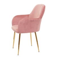 Esszimmerstuhl Küchenstuhl Retro Design Samt altrosa goldene Beine