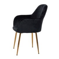 Esszimmerstuhl Küchenstuhl Retro Design Samt schwarz goldene Beine