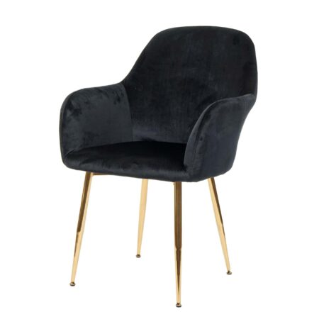 Esszimmerstuhl Küchenstuhl Retro Design Samt schwarz goldene Beine