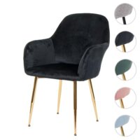 Esszimmerstuhl Küchenstuhl Retro Design Samt schwarz goldene Beine